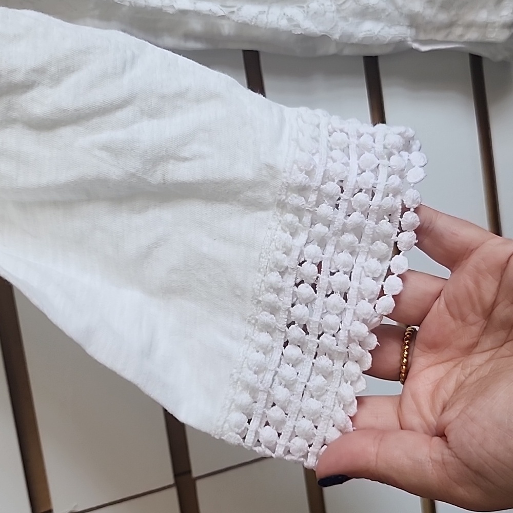 JM Collection Lace knitted long sleeve top - Picture 3 of 7